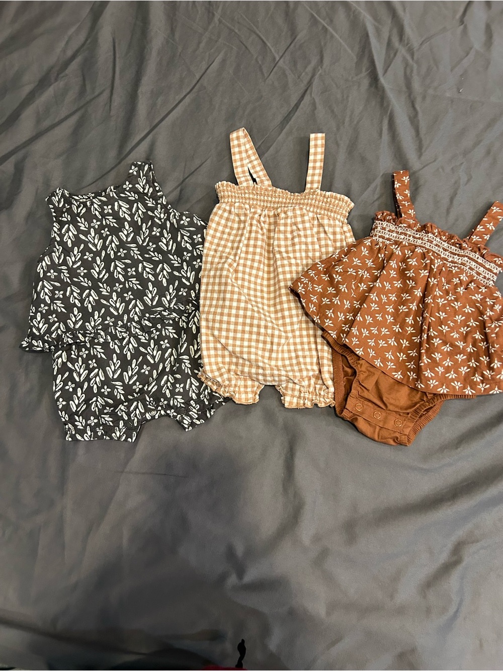 Set of Three Carter’s Baby Girl Rompers in size 3 mos